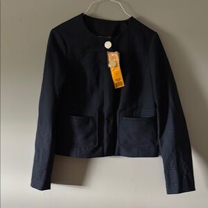 Tory Burch Navy Blue Blazer Cropped Minimalist Design